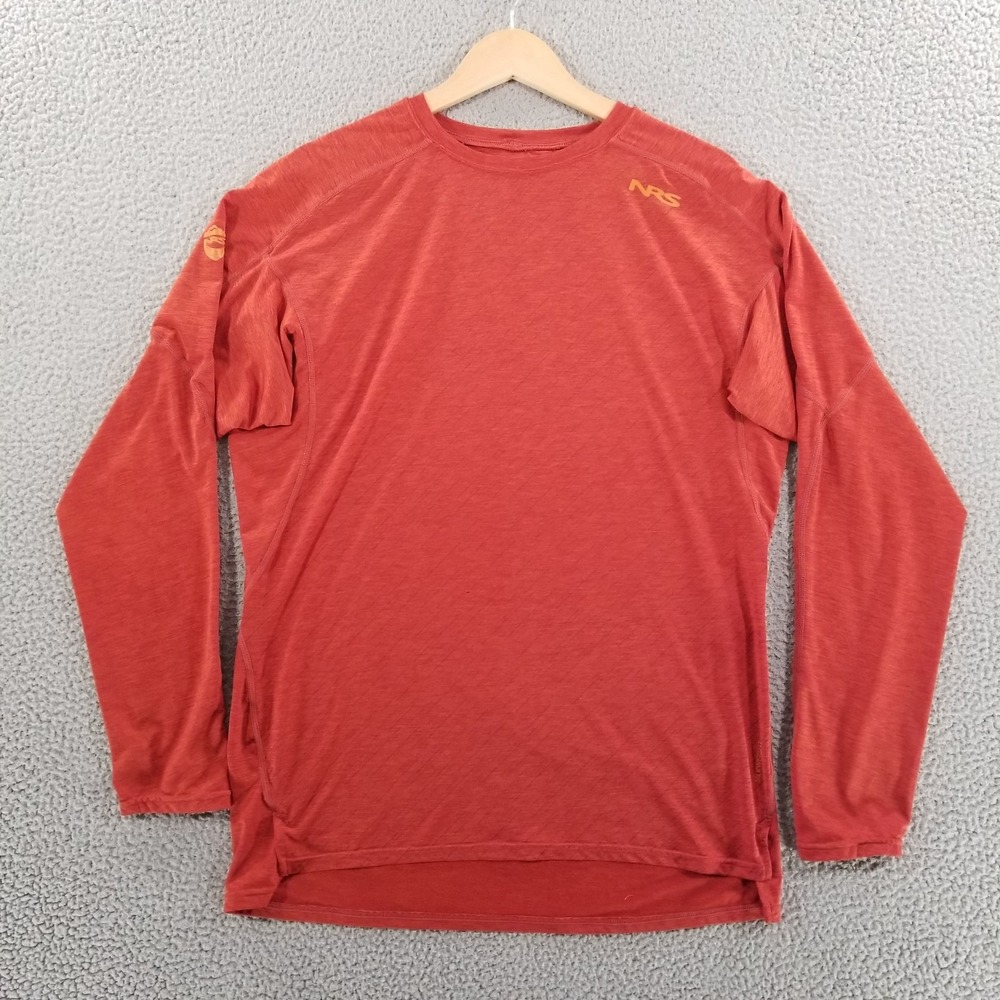 NRS Shirt Mens Small Red Silkweight Upf 50 Performance Long Sleeve Kayak Fishing